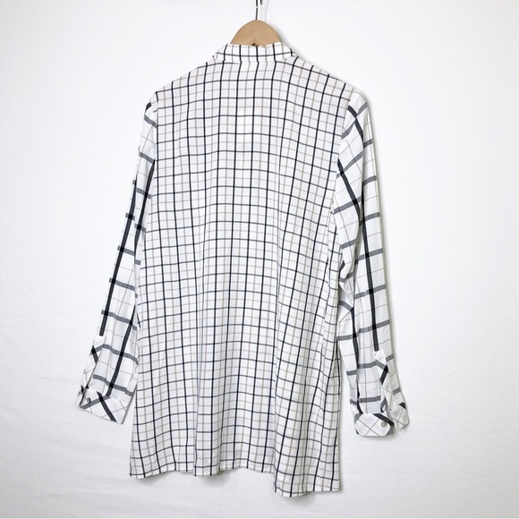 J Jill, windowpane plaid oversized long button down shirt - Picture 8 of 9